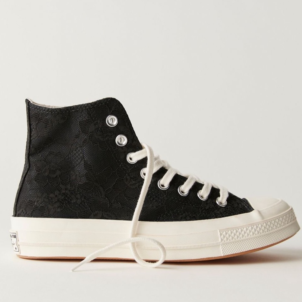 NWT Converse Black Lace High-Top Sneakers from Free People - Picture 3 of 3